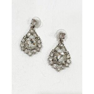 Slate & Willow Chandelier Earrings Silver Crystal Baguette Glass Bridal Wedding